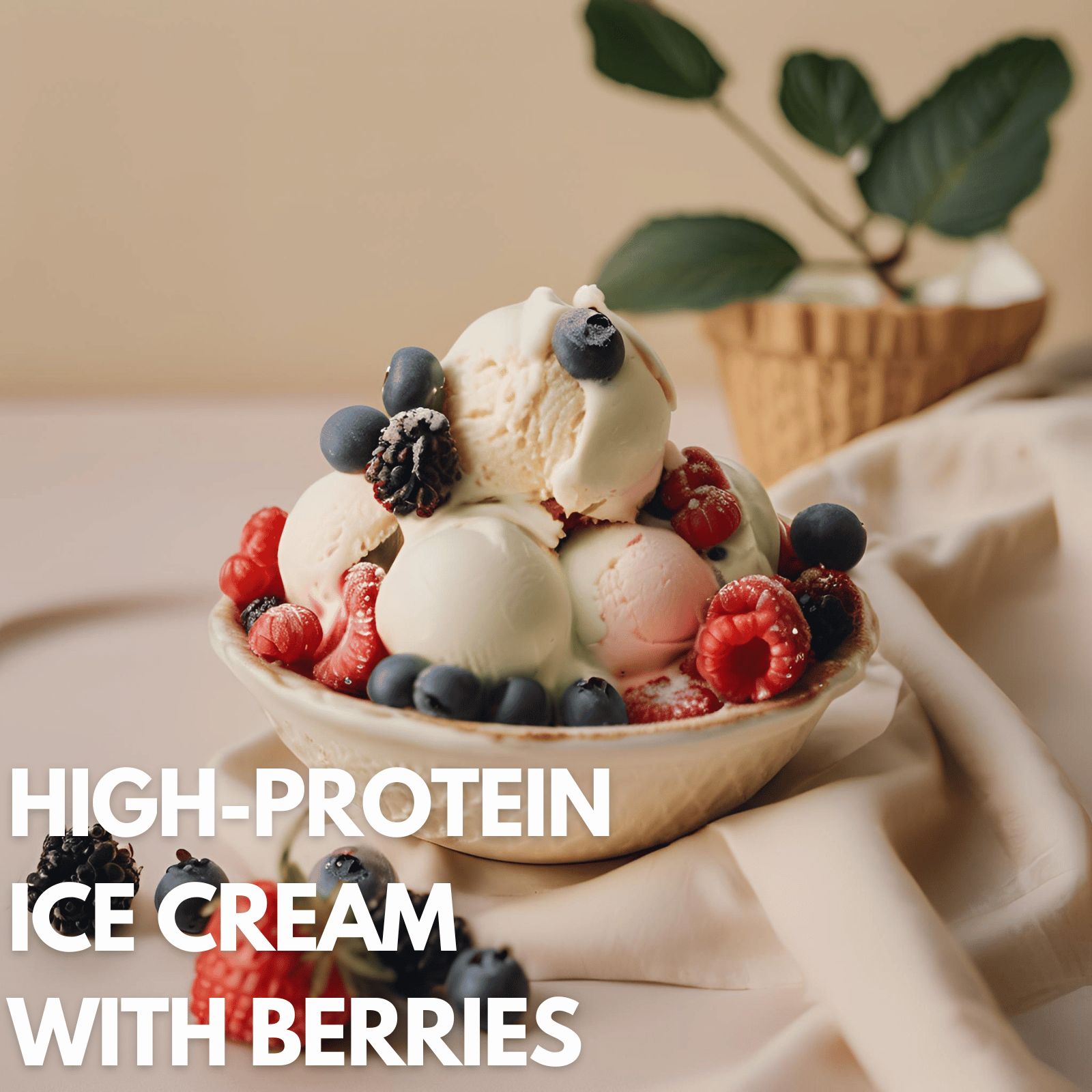 Strength by fitness. High-protein home made ice cream with berries.