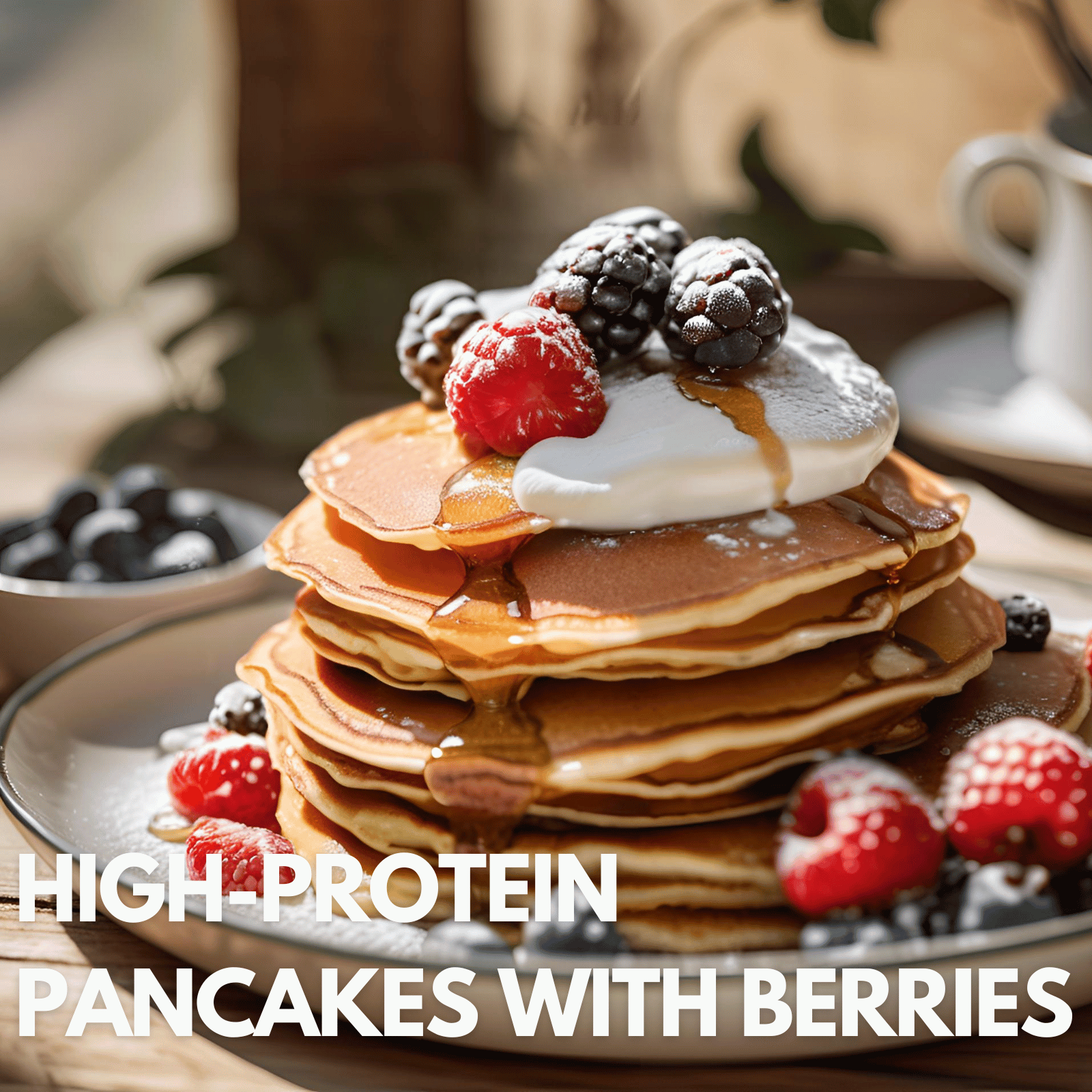 High-protein pancakes from Strength By Fitness. Plant-based yum.