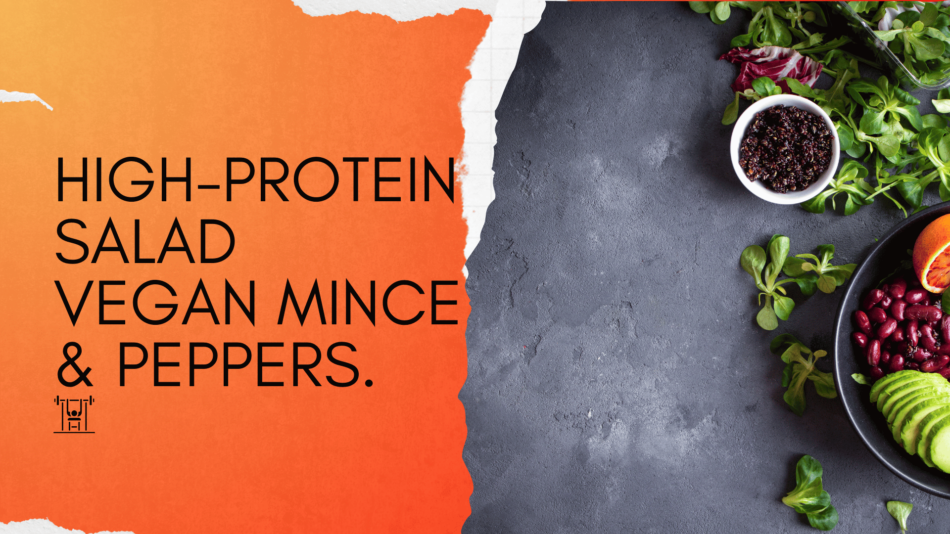 Strength By Fitness. High-protein salad, vegan mince and peppers.