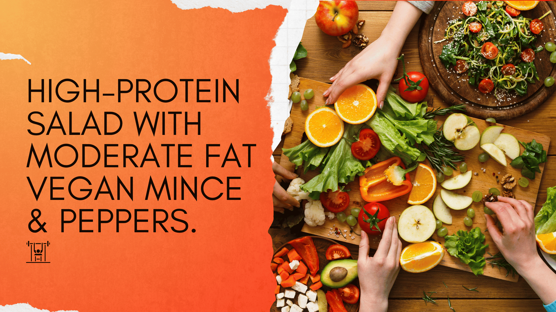 Strength By Fitness, vegan mince and pepper salad. High-protein and moderate fat recipe.