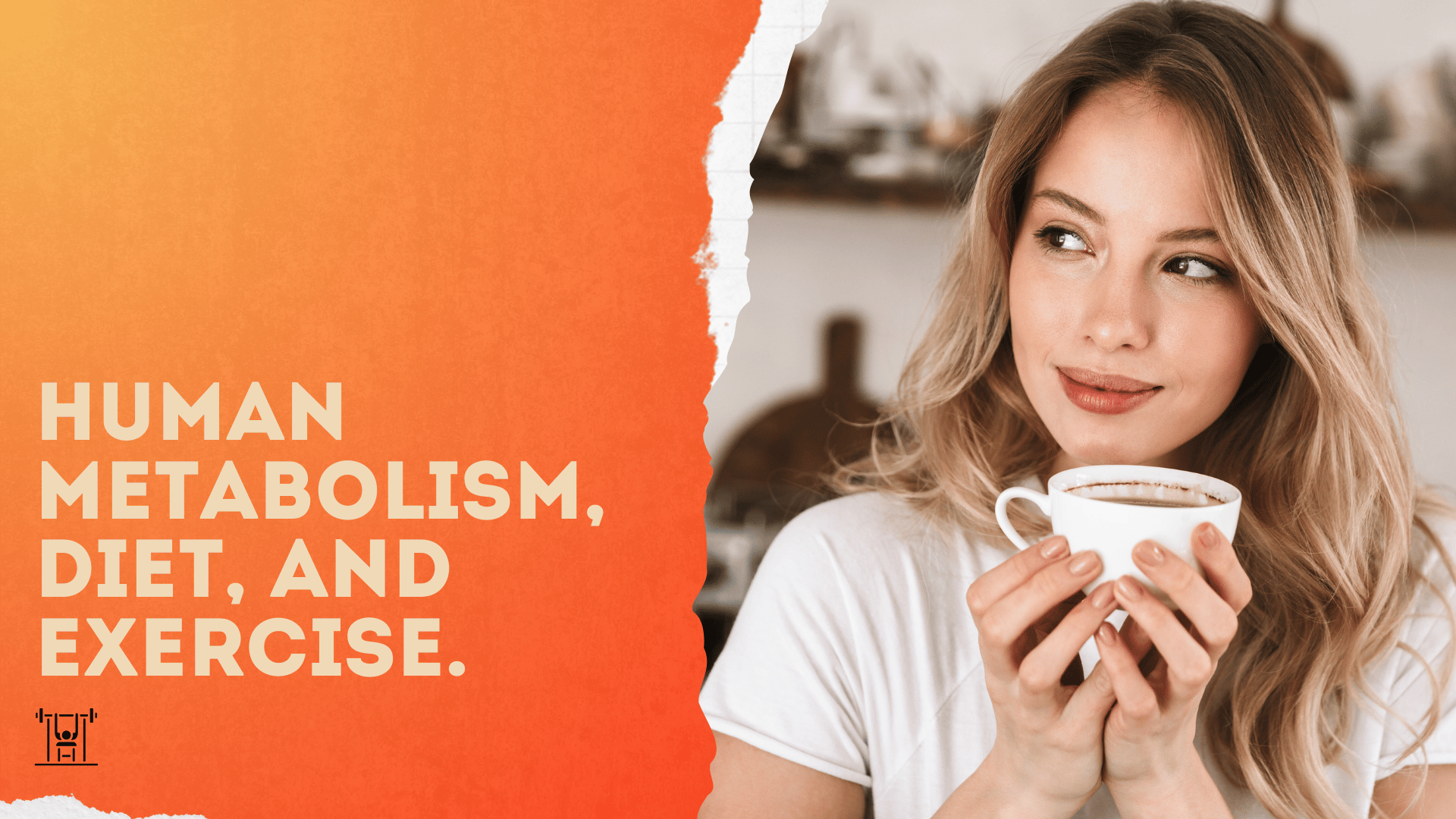 Strength By Fitness Article. Human Metabolism, Diet, and Exercise. Simplistic SPC Health Guide. In the image a healthy looking woman can be seen enjoying a cup of coffee.