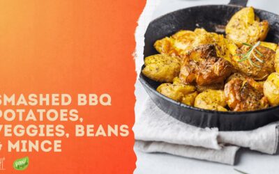BBQ Smashed Potatoes, Beans, Veggies & Mince.